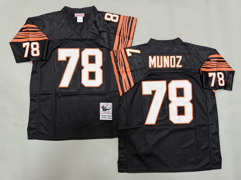 Men 2025 Cincinnati Bengals #78 Munoz black Throwback Limited NFL Jersey style 001->cincinnati bengals->NFL Jersey
